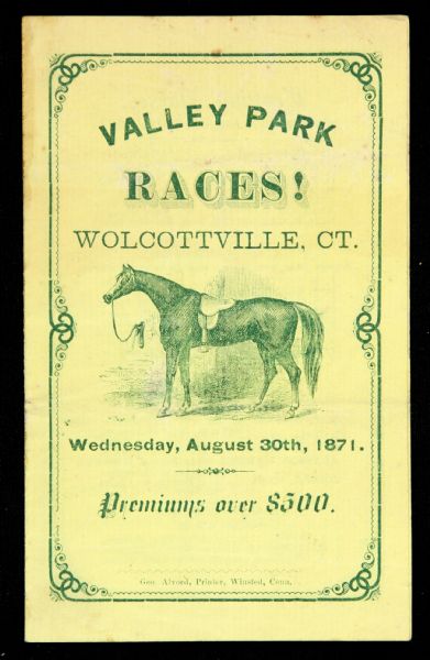 1871 Valley Park Connecticut Horse Racing Program