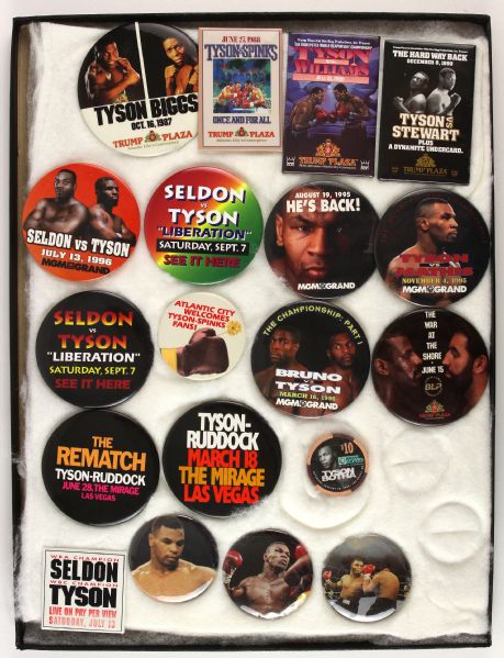1987-96 Mike Tyson World Heavyweight Champion Pinback Button Collection - Lot of 19
