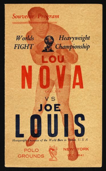 1941 Joe Louis vs. Lou Nova Polo Grounds Heavyweight Title Fight Program 