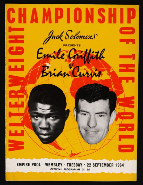 1964 Emile Griffith vs. Brian Curvis Empire Pool Welterweight Title Fight Program 
