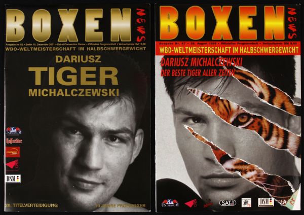 1995-2005 Dariusz "Tiger" Michalczewski World Cruiser & Light Heavyweight Champion German Language Fight Program Collection - Lot of 6
