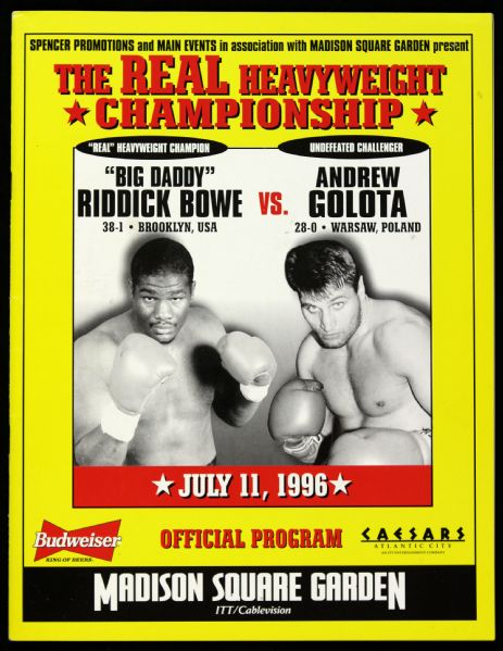 1993-96 Riddick Bowe World Heavyweight Champion Fight Program Collection - Lot of 6