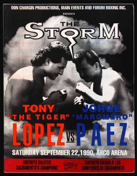 1990-91 Tony "The Tiger" Lopez World Light & Super Featherweight Champion Fight Program Collection - Lot of 3