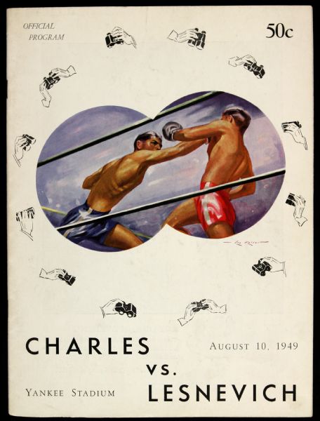 1949 Ezzard Charles vs. Gus Lesnevich Yankee Stadium Heavyweight Title Fight Program