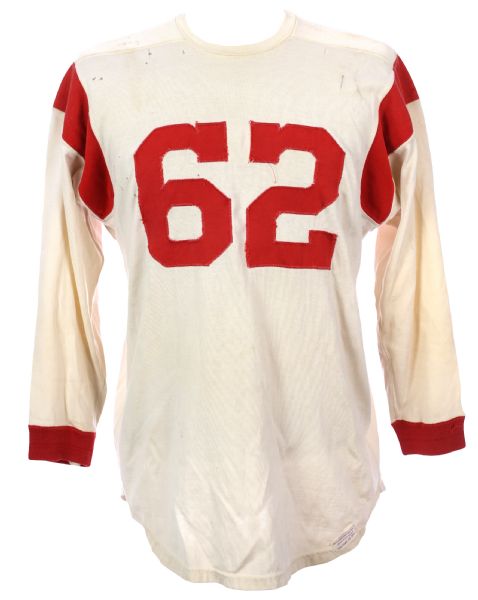 1960s White Durene #62 Football Jersey