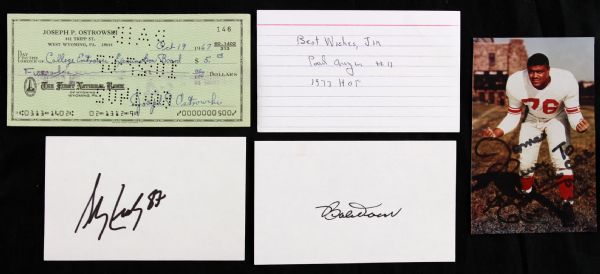 1960s-90s Baseball Football Basketball Hockey Signed 3" x 5" Index Card Collection - Lot of 128 w/ Bobby Doerr, Paul Arizin & More 