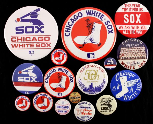 1950s-80s Chicago White Sox Pinback Button Collection - Lot of 17