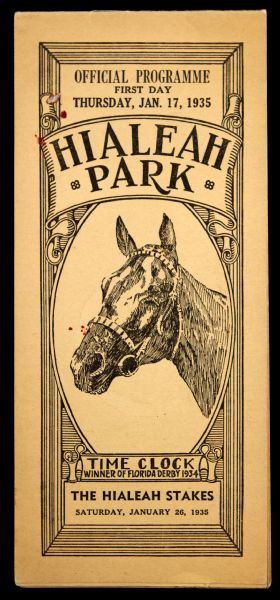 1935 Hialeah Stakes at Hialeah Park First Day Official Programme