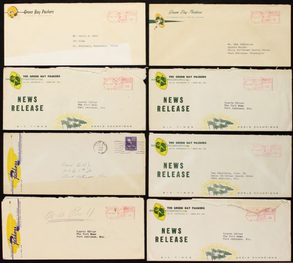 1952-70 Green Bay Packers Mailing Envelope Collection - Lot of 8