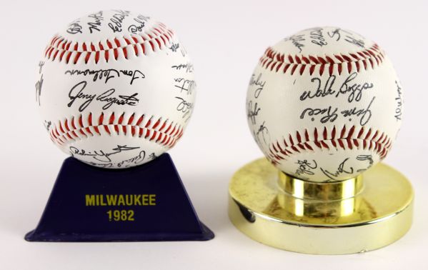 1982/1986 Milwaukee Brewers Boston Red Sox Facsimile Signed Baseball Collection - Lot of 2