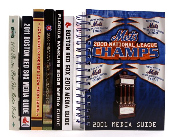 2001-13 MLB Media Guide Collection - Lot of 7 w/ Boston Red Sox, New York Mets, Chicago Cubs, Los Angeles Dodgers and Florida Marlins