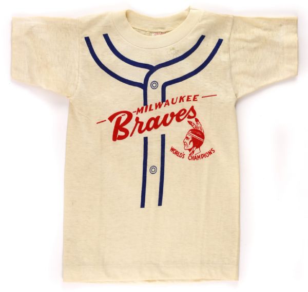 1957 Milwauke Braves Worlds Champions Juvenile Jersey T Shirt