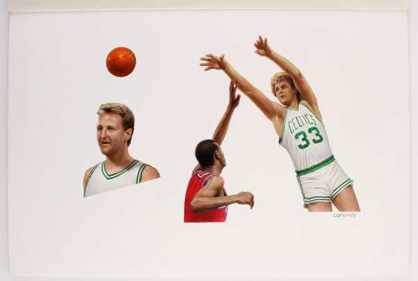 1993-94 Larry Bird Boston Celtics Original Chris Consani Artwork Used in Production of McDonalds Commemorative Cups