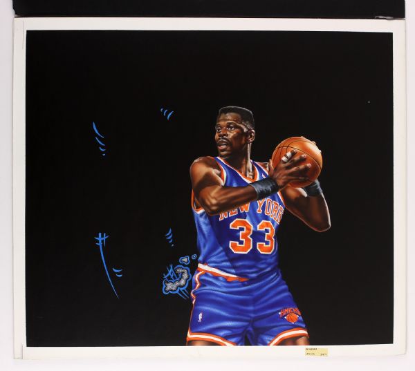 1995 Patrick Ewing New York Knicks Original Richard Farrell Artwork Used in Production of McDonalds Commemorative Cups
