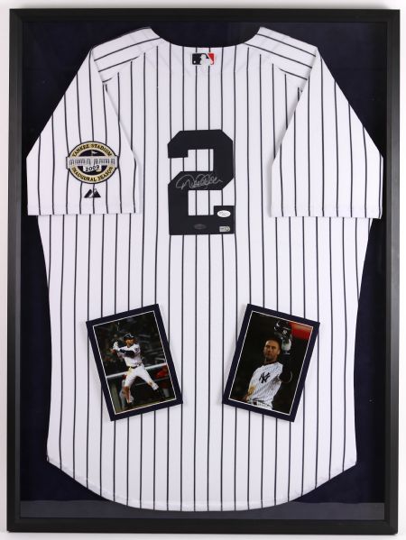 2009 Derek Jeter New York Yankees Signed 30" x 40" Framed Jersey (MLB Hologram/JSA Full Letter)