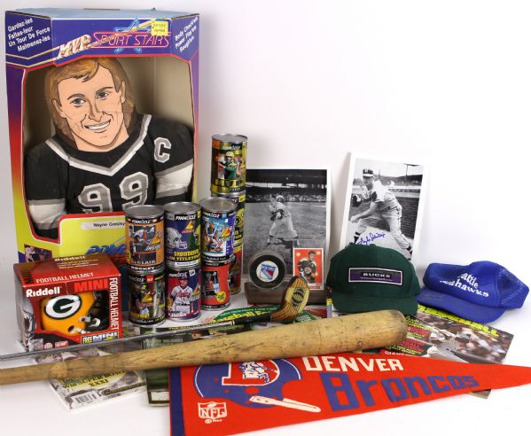 1940s-90s Baseball Football Hockey Memorabilia Collection - Lot of 95 w/ Signed Items, Pennants, Publications & More 