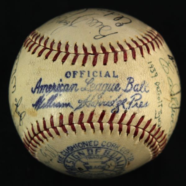 1939 Detroit Tigers Team Signed OAL Harridge Baseball w/ 24 Signatures Including Hank Greenberg, Charlie Gehringer & More *JSA*