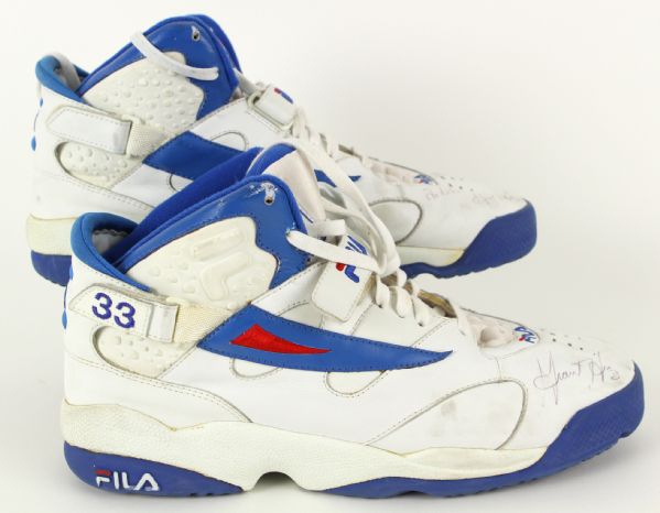 1994 Grant Hill Detroit Pistons Signed Game Worn Fila Shoes w/ Ticket Stub & Stat Sheet (MEARS LOA/JSA) Rookie Season