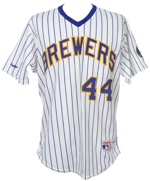 1988-89 Hank Aaron Milwaukee Brewers Old Timers Game Worn Home Uniform (MEARS LOA)