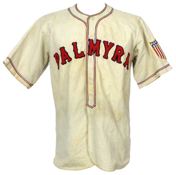 1943-47 circa Palmyra Millside Farms Flannel Baseball Uniform w/ Stars & Stripes Sleeve Patch