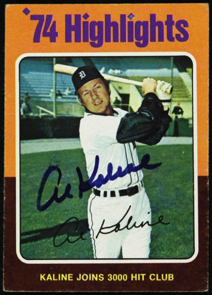 1975 Topps #4 Al Kaline Detroit Tigers Signed Baseball Card (JSA)