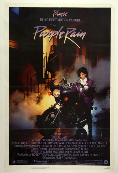 1984 Princes Purple Rain Original 27" x 41" One Sheet Movie Poster
