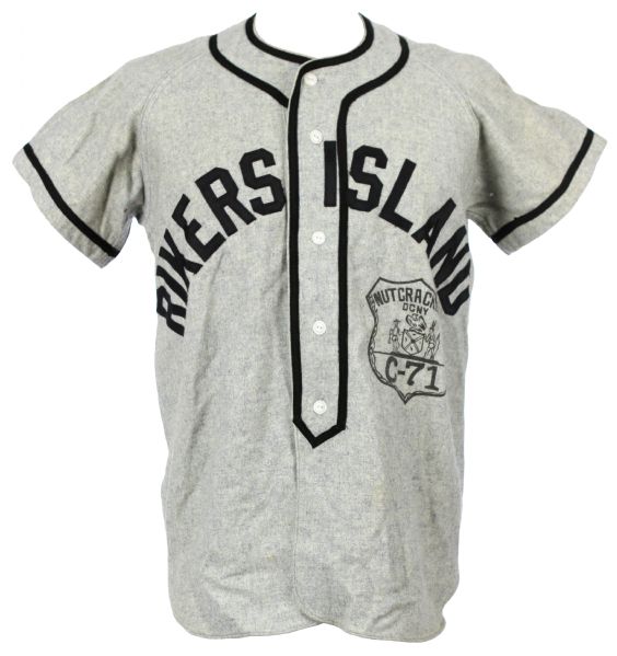 1950s circa Rikers Island Nutcrackers Game Worn Flannel Baseball Jersey 