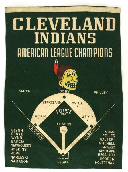 1954 Cleveland Indians American League Champions 17" x 22" Felt Banner