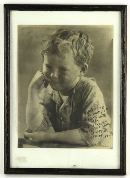 1930 Harry Spear "Freckles" Our Gang Signed 9 1/2" x 13" Framed B/W Photo