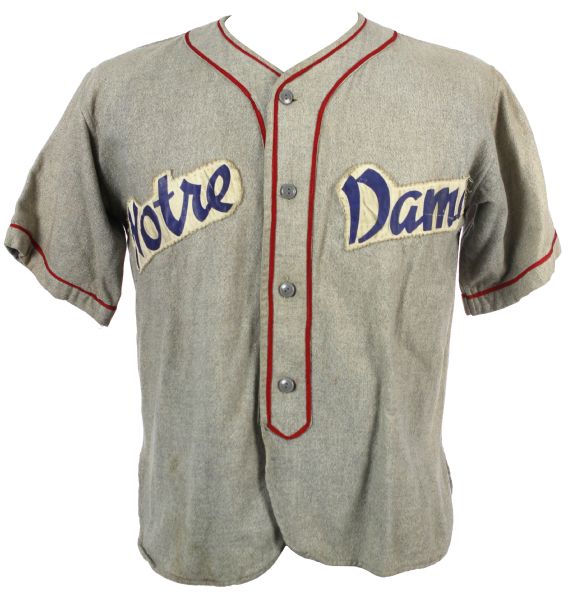 1950s Notre Dame Game Worn Flannel Baseball Uniform