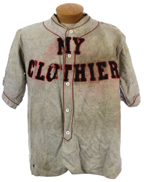 1930s Wolfs My Clothier Game Worn Flannel Baseball Jersey