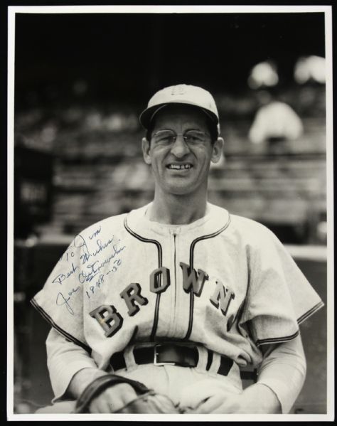 1948-69 Joe Ostrowski St. Louis Browns New York Yankees 11x14 Signed Photo and Check (JSA)
