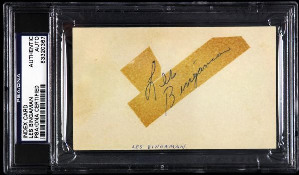 1926-70 Les Bingaman Detroit Lions Signed Index Card Auto (PSA/DNA)