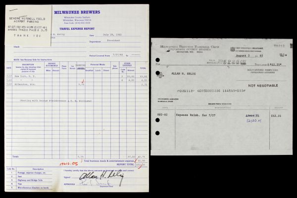 1982 Bud Selig Milwaukee Brewers Signed Expense Report (JSA)