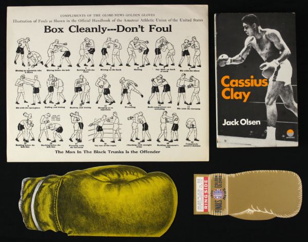 1950s-60s Boxing Memorabilia Collection Golden Gloves Cassius Clay Book (Lot of 4)