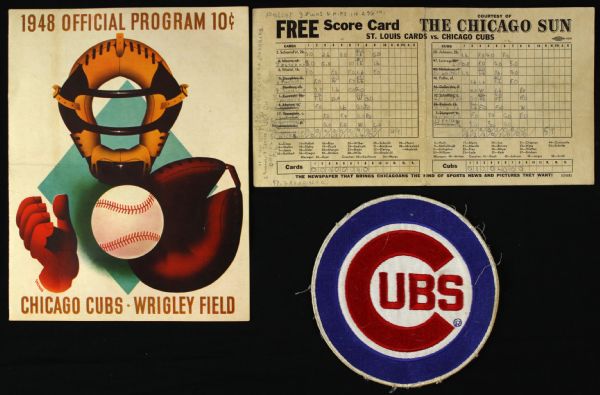 1948-60s Chicago Cubs Program Scorecard and Patch