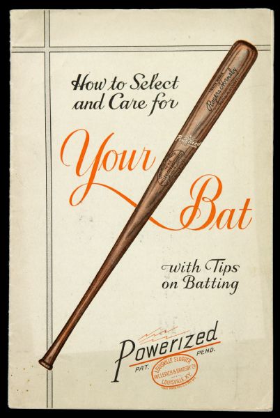 1930s Louisville Slugger How To Select and Care For Your Bat Guide