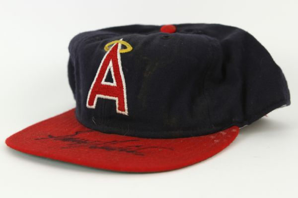 1985-87 George Hendrick California Angels Signed Game Worn Cap (MEARS LOA/JSA)