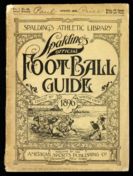 1896 Spaldings Official Football Guide Edited by Walter Camp 5" x 7" 