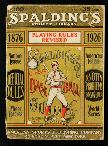 1926 Spaldings Athletic Library 5" x 7" Playing Rules Revised Baseball Guide 