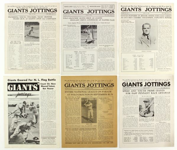 1940-48 New York Giants Jottings Newsletters (Lot of 6)