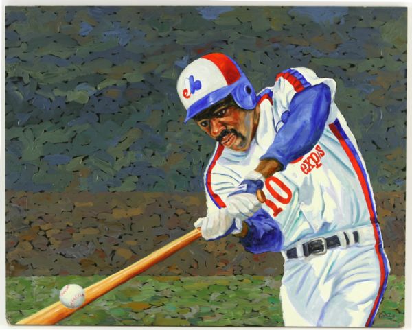 1980s Andre Dawson Montreal Expos 16" x 20"  Dick Perez Original Watercolor Art