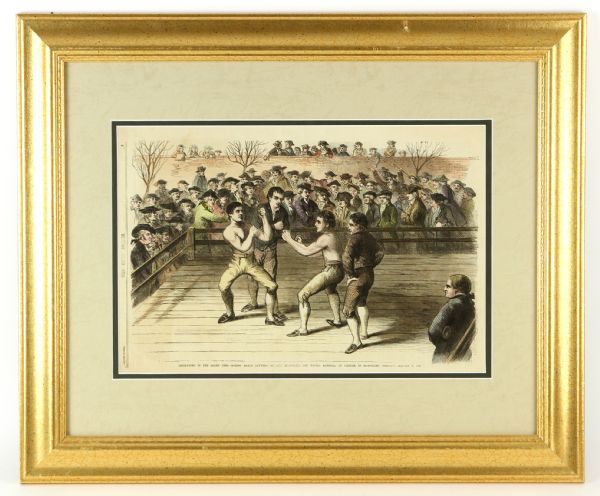 1874 Richard Humphreys Daniel Mendoza Framed 19 1/2" x 23 1/2" The Daily Doings Boxing Match Insert