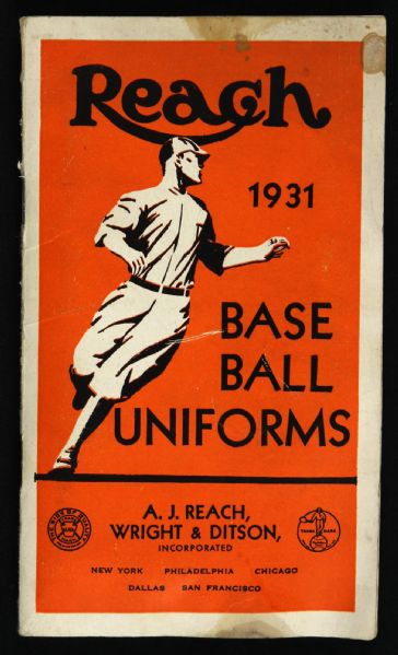 1931 Reach 3 1/2" x 6" Baseball Uniforms Guide w/ Fabric Samples