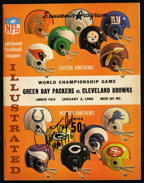 1966 Green Bay Packers Cleveland Browns Championship Program w/ Jim Taylor Signature (JSA)