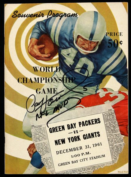 1961 Green Bay Packers New York Giants w/ Paul Hornung Signature (JSA)