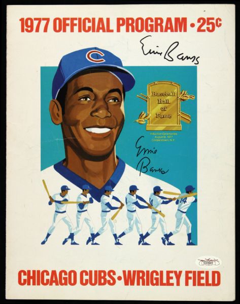 1977 Ernie Banks Chicago Cubs Signed 8" x 10" Scorecard (JSA Basic Certificate)