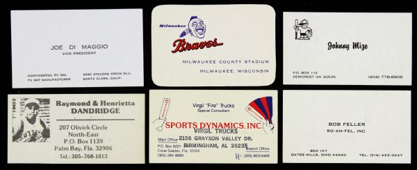 1960s Baseball Greats Business Card Collection Joe Dimaggio Bob Feller Warren Spahn Ray Dandridge
