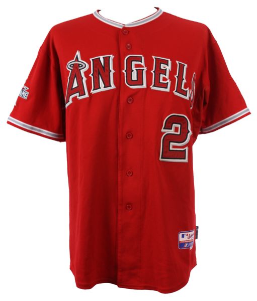 2010 Erick Aybar Los Angeles Angels of Anaheim Game Worn Alternate Jersey (MEARS LOA)