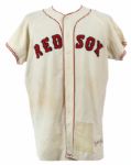 1965 circa Frank Malzone Boston Red Sox Game Worn Home Jersey Signed by Billy Harrell (MEARS LOA/JSA)